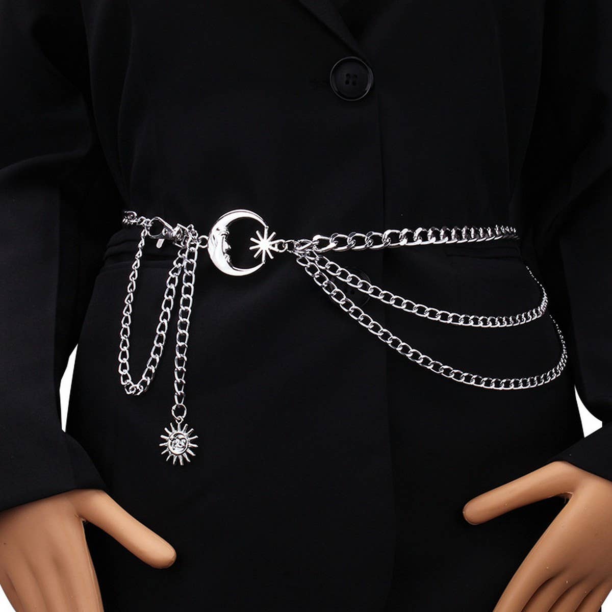 HIP HOP PUNK STYLE MOON MULTI LAYER BODY CHAIN