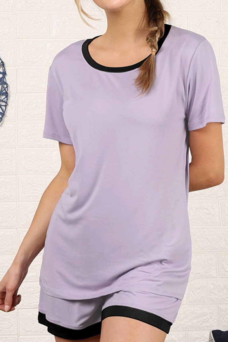 CWSPJ031-P_SHORT SLEEVE TOP WITH SHORTS PAJAMA SET