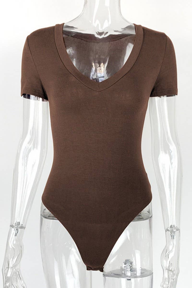 CWSJS0787_SHORT SLEEVE V NECK SEXY JUMPSUIT