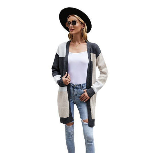 Color matching knit cardigan sweater jacket