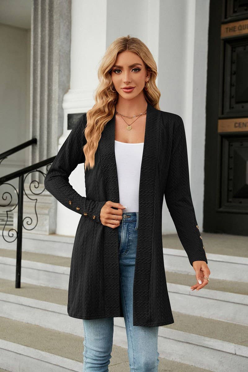 CWOCAL1937_SOLID COLOR BUTTON LONG SLEEVE CARDIGAN COATS