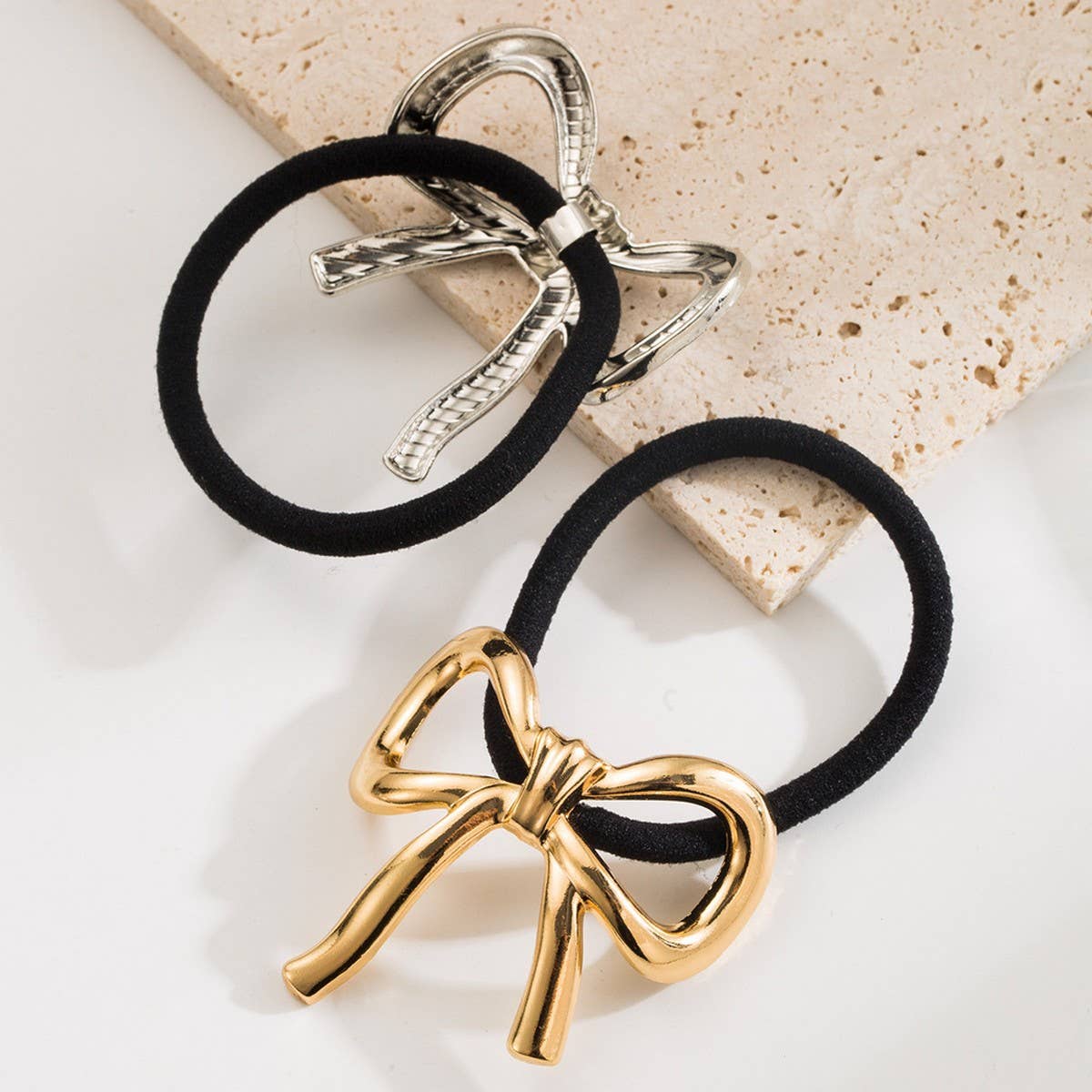 New Metal Bow High Elastic Durable Ponytail Tie