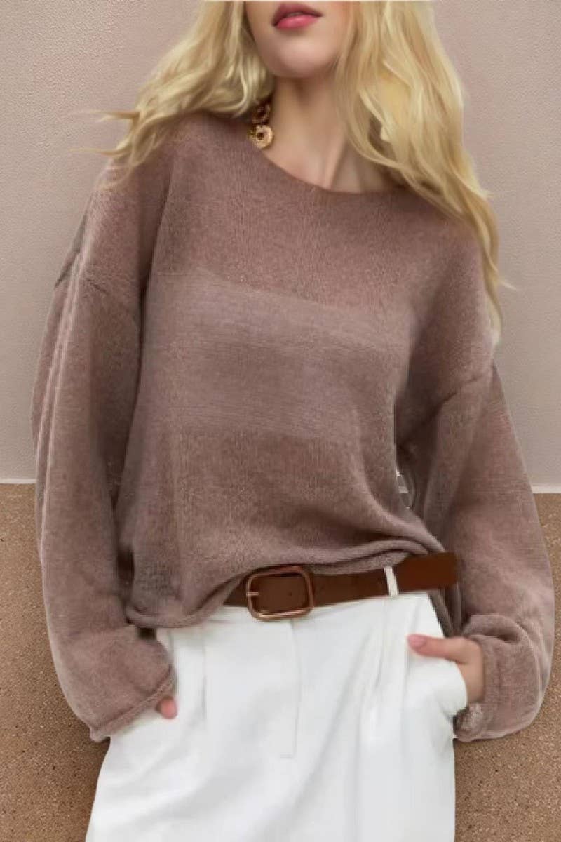 CWOSWL07647_SHEER MESH KNIT SWEATER LOOSE PULLOVER