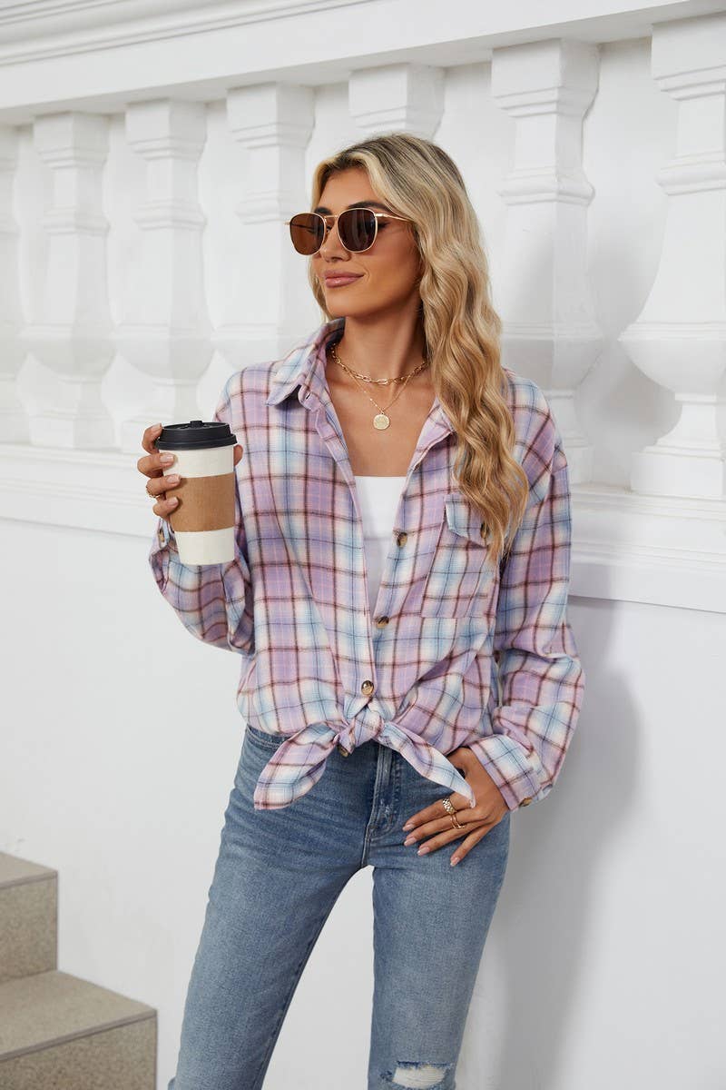 CWTSTL1296_CASUAL PLAID BRUSHED LONG SLEEVE SHIRT
