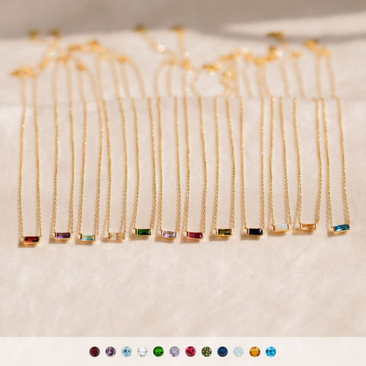 Stainless Steel Colored Birthstone Necklace_CWMM5535