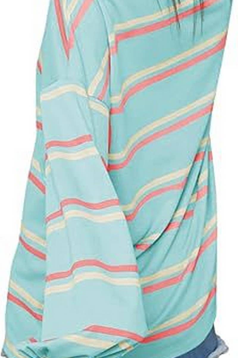 CWTBLL3903_LOOSE CASUAL STRIPED KNIT LONG SLEEVE SWEATSHIRT