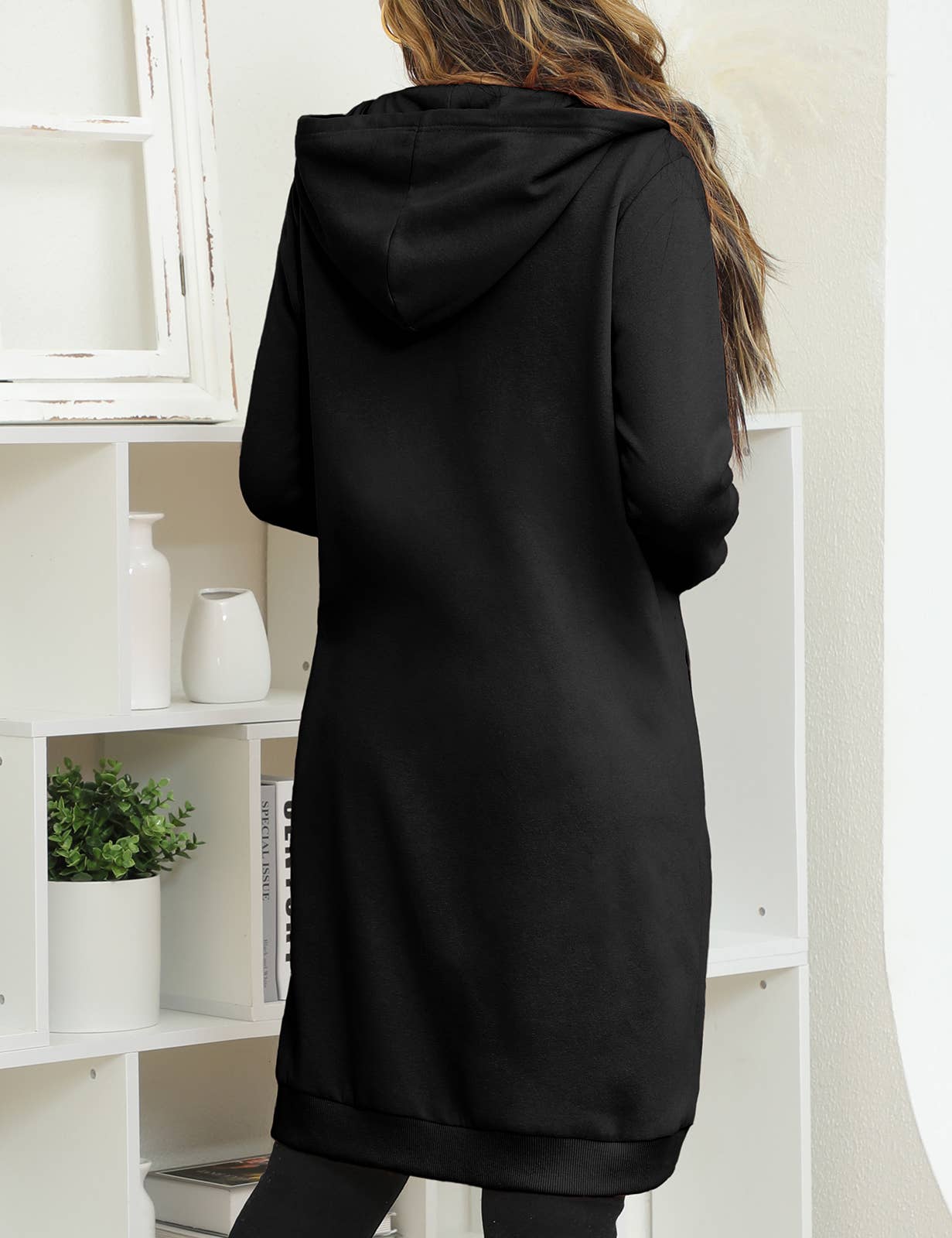 CWOHOL448_Lightweight Thin Zip-Up Hoodie Long Jacket