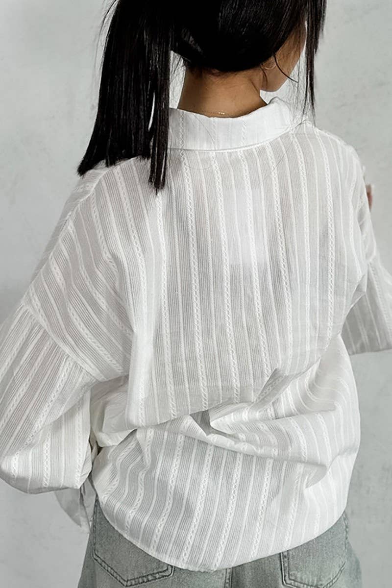 CWTSTL2610_JACQUARD TIE BELL SLEEVE SHIRT TOP