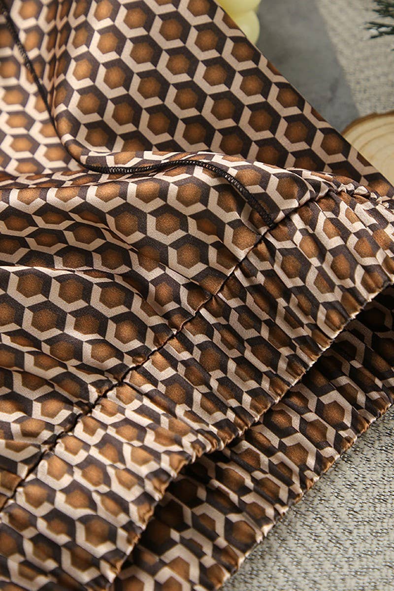 CWSPJ0395_SATIN PRINT CARDIGAN ROBE SHORTS TWO-PIECE SET