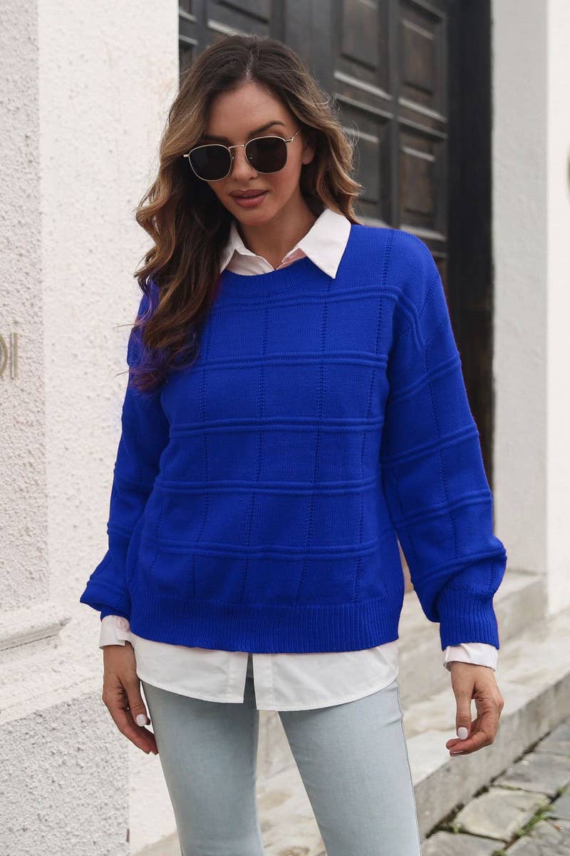 CWOSWL1799_Crew Neck Long Sleeve Pullover Sweater