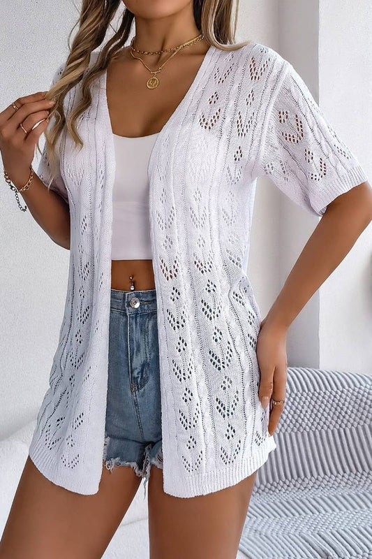 CWTBLS1021_SUMMER HOLLOWED-OUT SHORT-SLEEVED CARDIGAN TOP