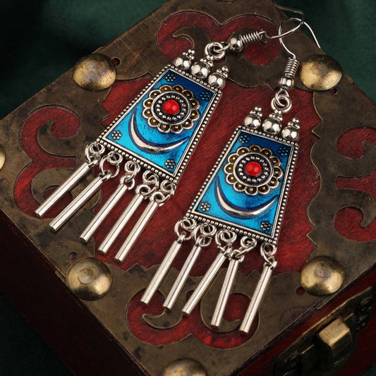 NEW RETRO ETHNIC STYLE LONG TASSEL EARRINGS