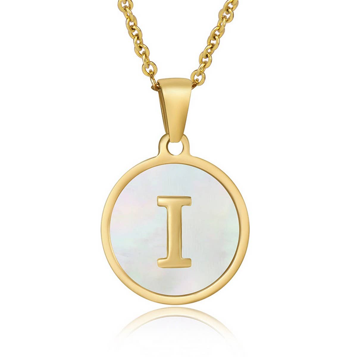 CIRCULAR SHELL ENGLISH LETTER PENDANT NECKLACE