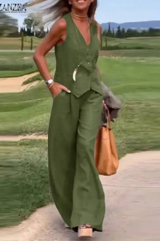 CWSTB00379_SOLID COLOR VEST AND TROUSERS CASUAL SUIT