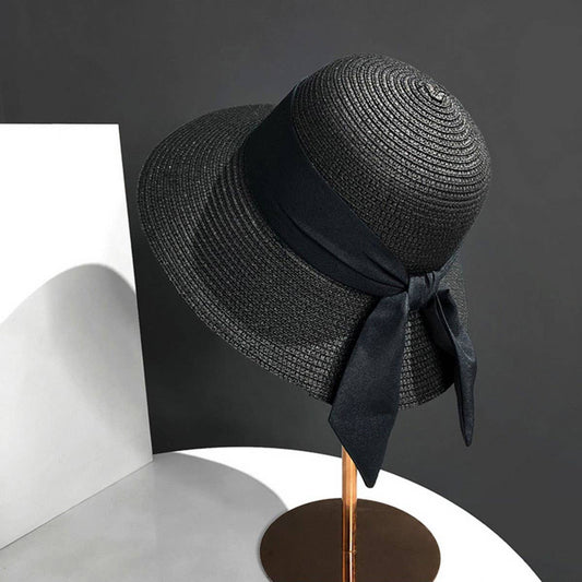 Summer Elegant Beach Bow Straw Hat_CWAH3407