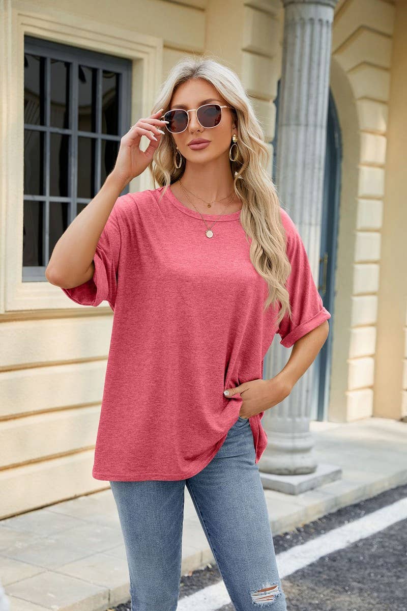 CWTTS1083_ROUND NECK SHORT SLEEVE BAGGY TOP