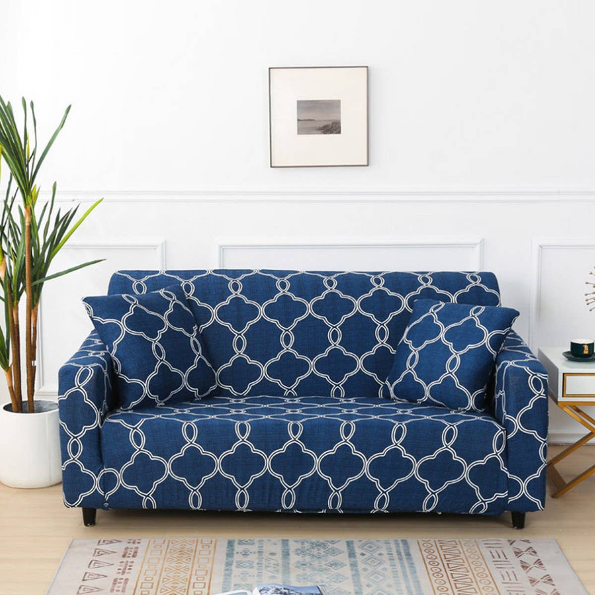 Modern Knit Sofa Cover, Stretch Fit, Solid Color
