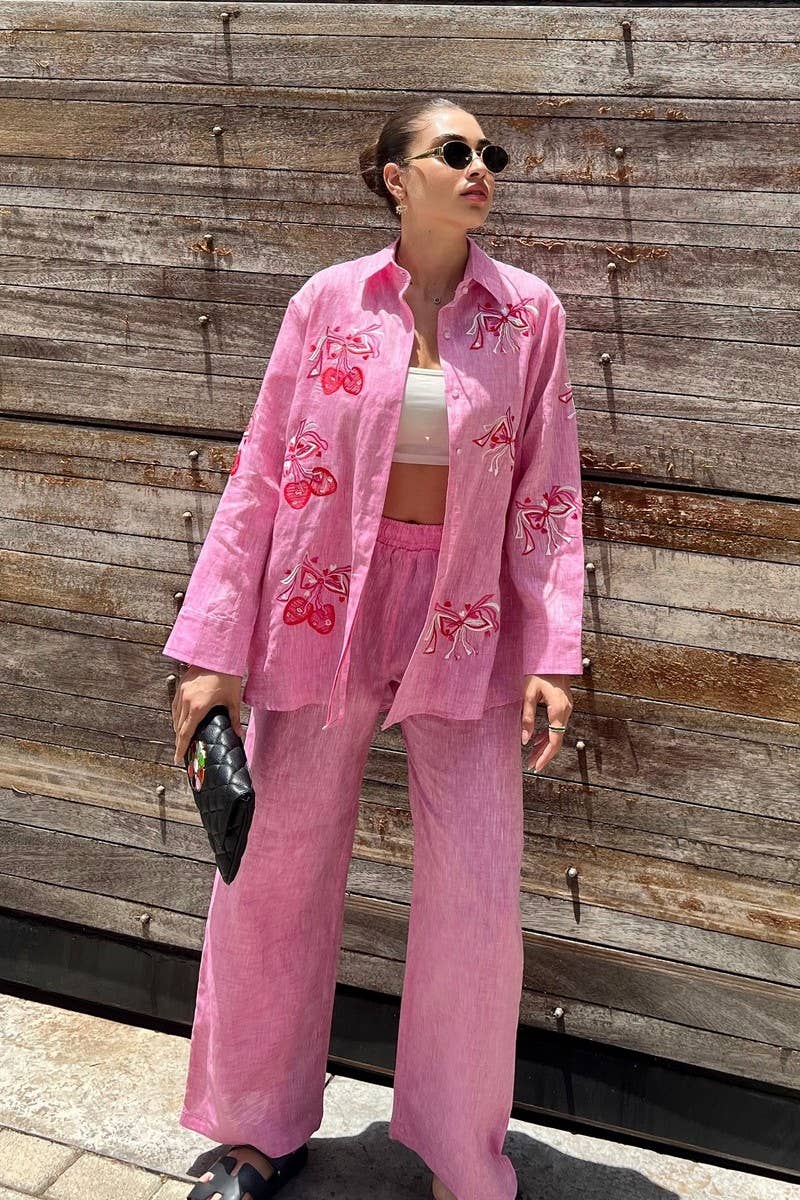 CWSTB1949_EMBROIDERED LONG SLEEVE SHIRT AND PANTS SET