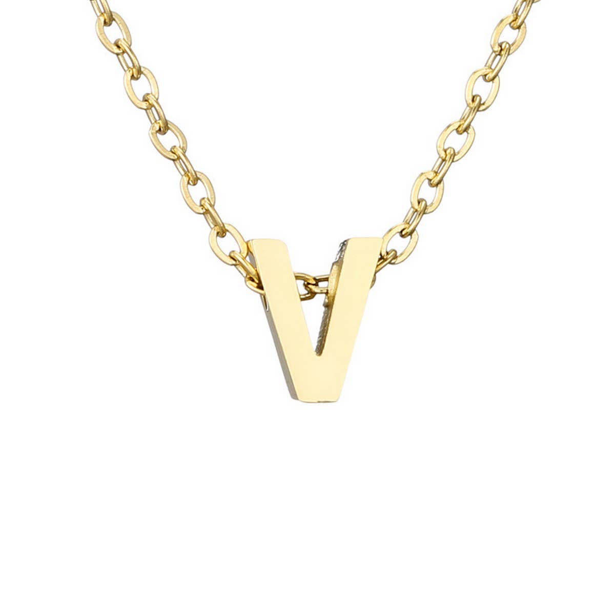 Fashion mirror polished gold letter necklace_CWMM5590