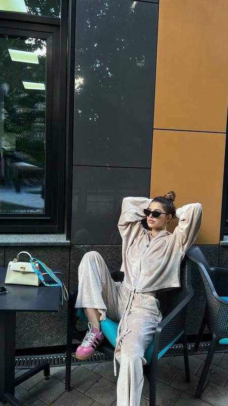 Casual velvet zipper hooded wide-leg pants set