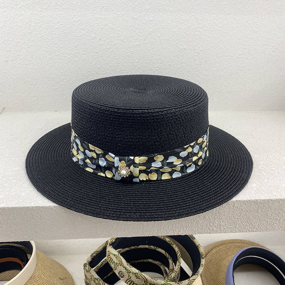 New summer floral flat top sun hat for women_CWAH3573