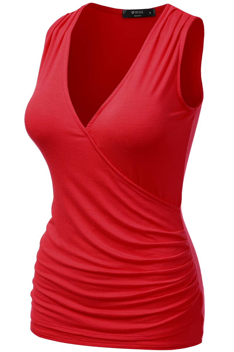 AWTTK624-1_Sleeveless Tank Tops Deep V-Neck Surplice Wrap