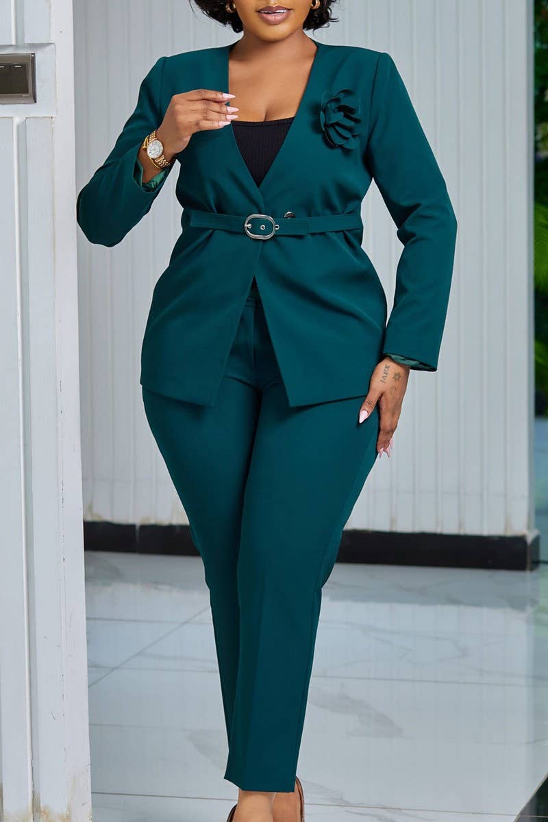 CWSTB00492_2025 FALL SOLID BLAZER AND PANTS SUIT SET