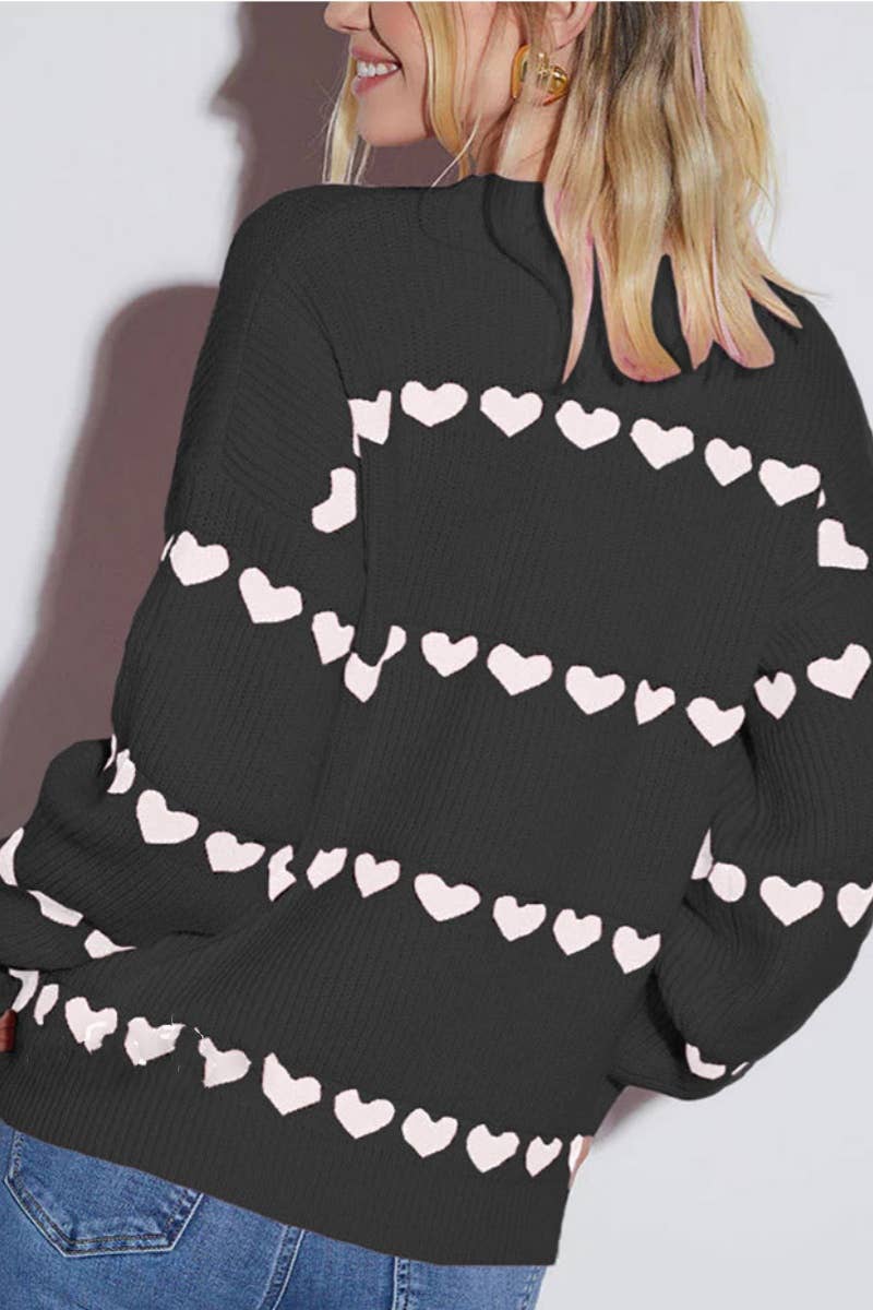 CWOSWL5881_FASHION KNIT LOVE LONG-SLEEVED SWEATER