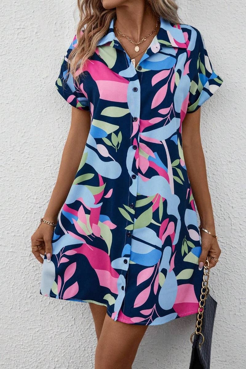 CWTDSS0057_SUMMER PRINTED SHORT SLEEVE SHIRT DRESS