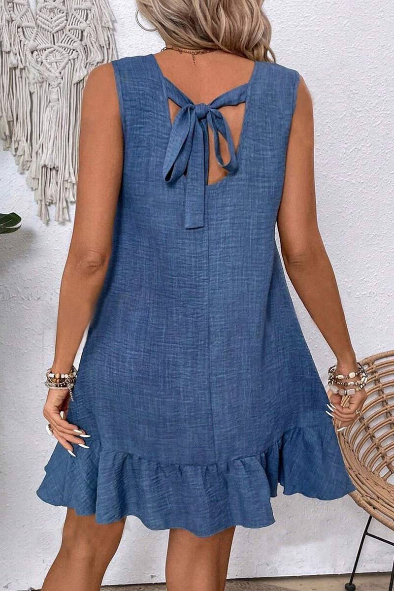 CWDSD7142_RUFFLED SLEEVELESS CASUAL TANK DRESS