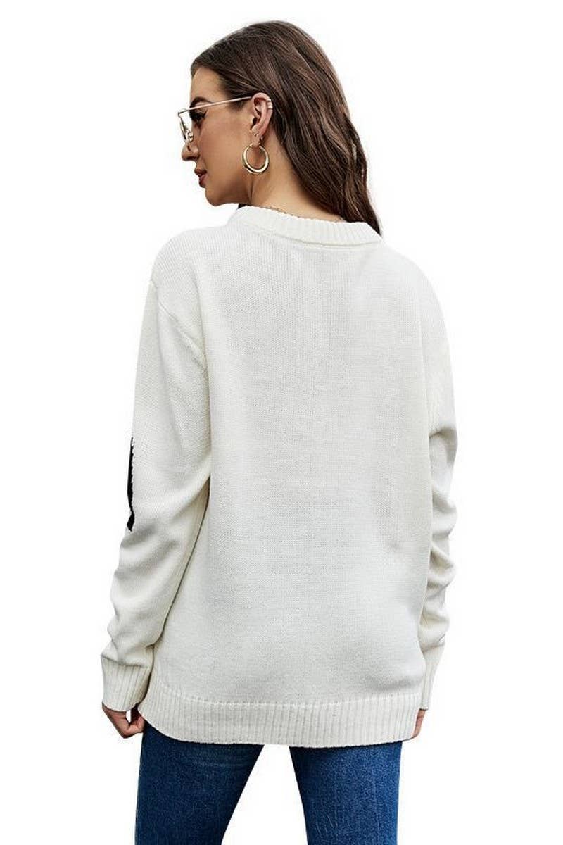 CWOSWL2679_LETTER JACQUARD CASUAL KNITTED TOP