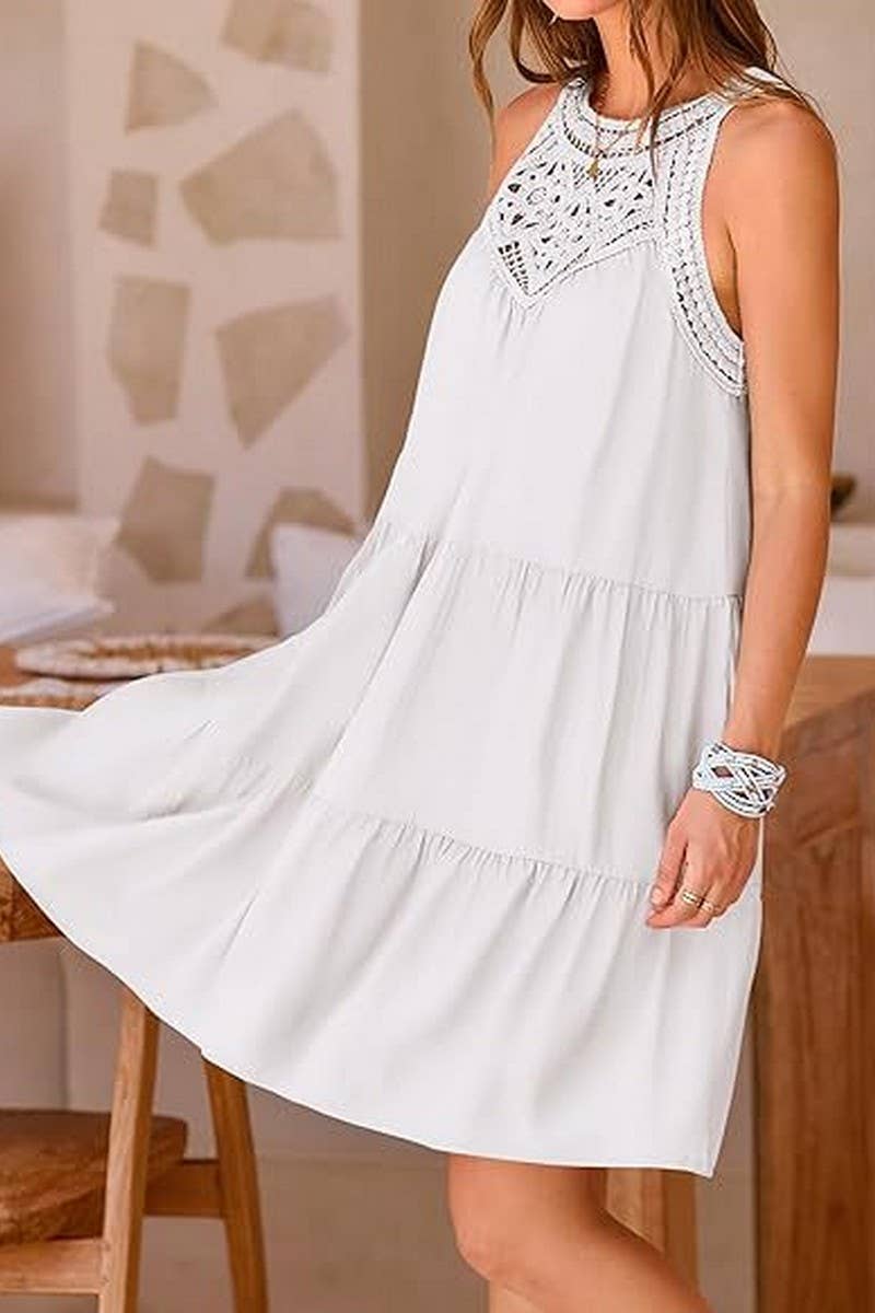 CWDSD10603_CASUAL SLEEVELESS A-LINE LAYERED TANK DRESS