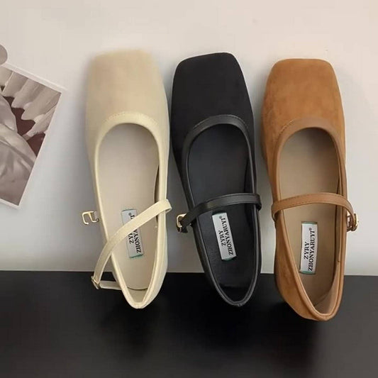 Retro Suede Mary Janes with Low Block Heels