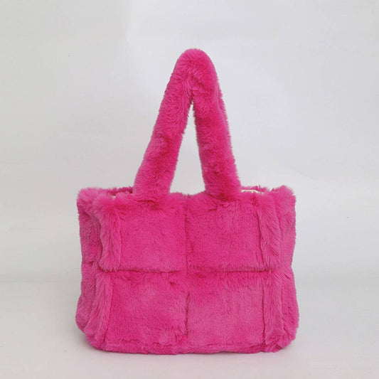 Plush Fur Tote Bag Women Large Shoulder Handbag_CUAB00551
