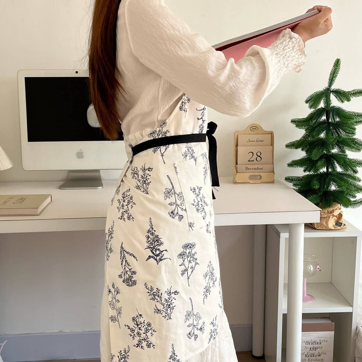 PURE COTTON CANVAS DRAWSTRING APRON_CWMM5809