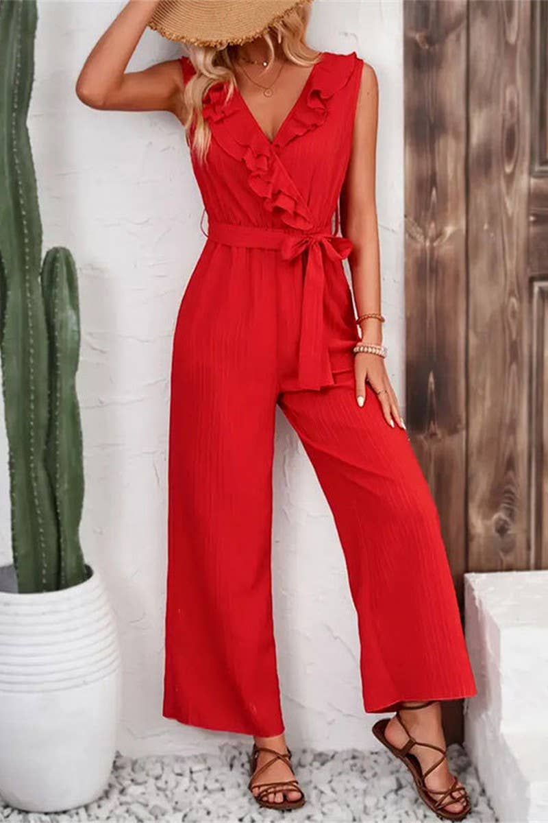 CWSJS1521_STRIPED STRAIGHT SLEEVELESS CASUAL JUMPSUIT