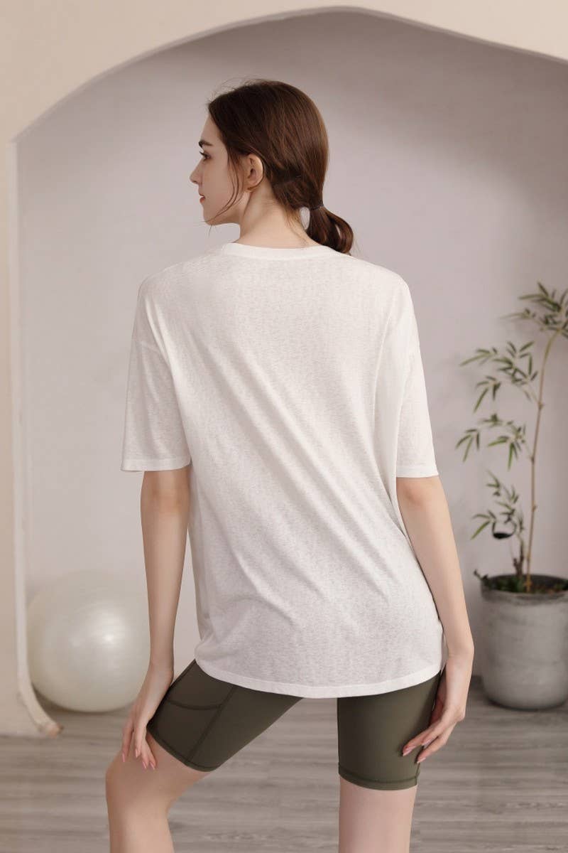 CWTSTS0393_ROUND NECK SHORT SLEEVE YOGA TOP
