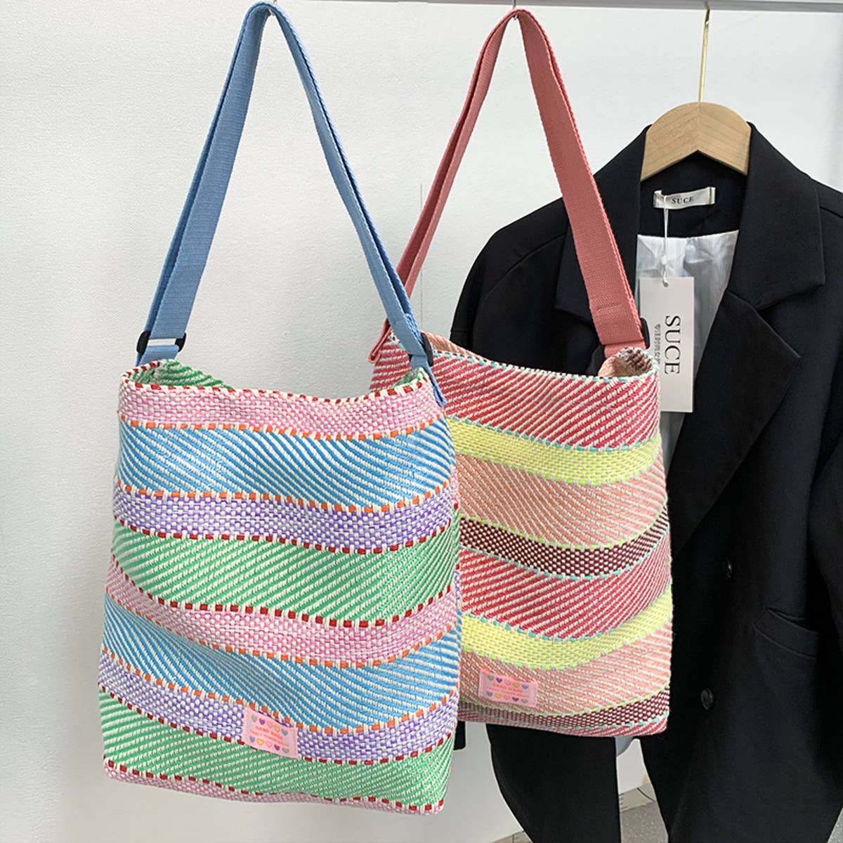 CONTRAST PATCHWORK COMMUTER SHOULDER BAG_CWAB2150