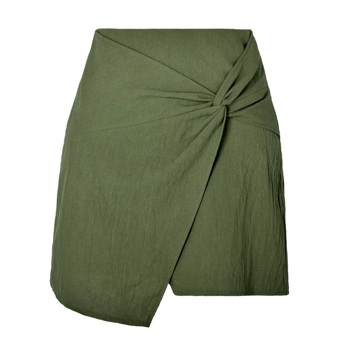 HIGH WAIST COTTON AND LINEN TWISTED SKIRT