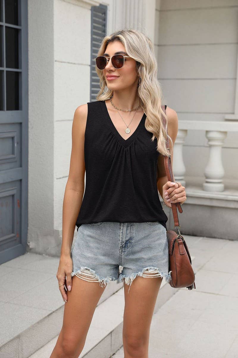 CWTTSL00223_SPRING SLEEVELESS CASUAL WOMEN'S TOPS