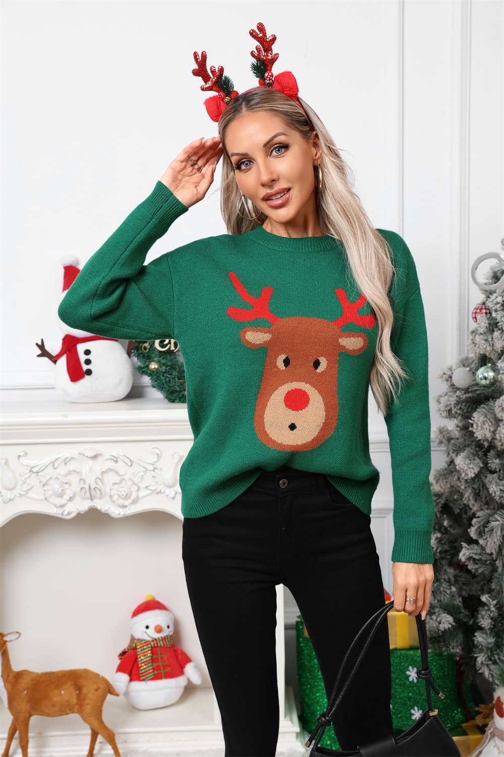 Cartoon deer long-sleeved Christmas sweater