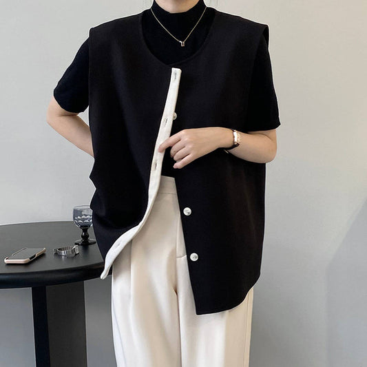 Color contrast vest V-neck suit vest