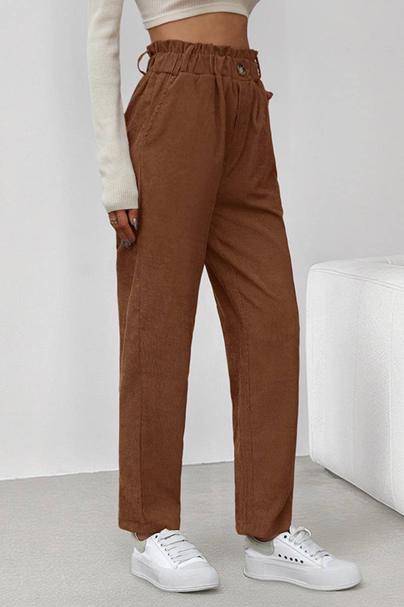 CWBLP00937_CASUAL SOLID ELASTIC WAIST CORDUROY PANTS