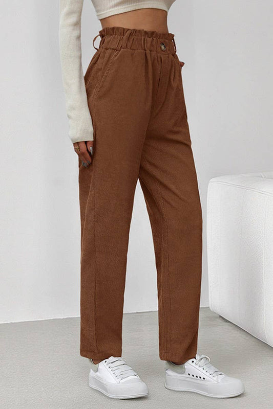 CWBLP00937_CASUAL SOLID ELASTIC WAIST CORDUROY PANTS
