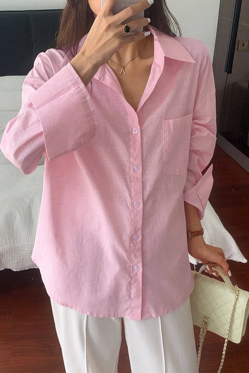 CWTSTL01009_CASUAL SOLID LOOSE FIT LONG SLEEVE SHIRT