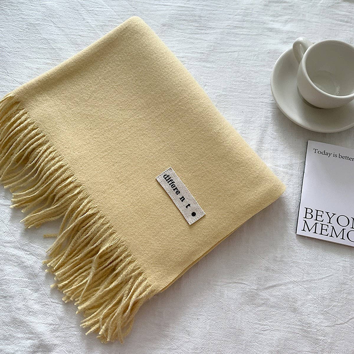 Colorblock Tassel Scarf - Thick Wrap for Students
