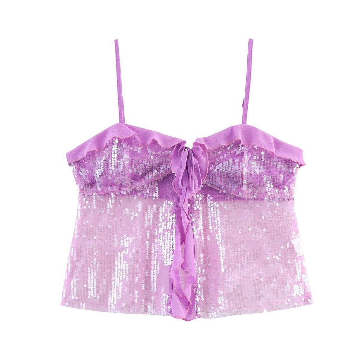 Sequin Sleeveless Crop Cami Top for Women