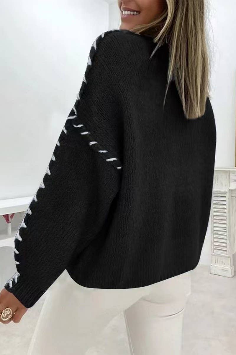 CWOSWL5814_CREW NECK LONG SLEEVE KNIT SWEATER TOP
