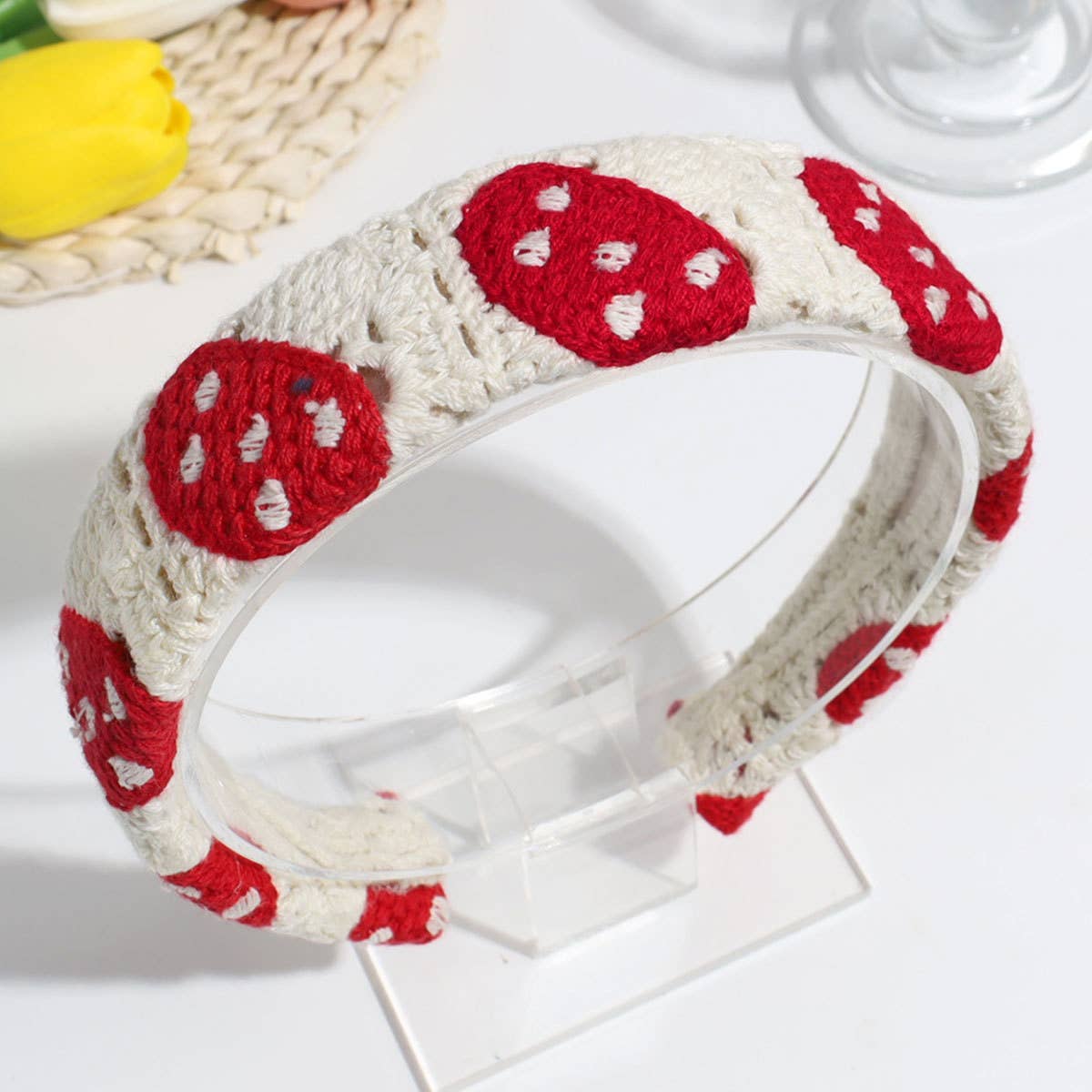 KNITTED COLOR MATCHING SWEET WIDE BRIM HEADBAND