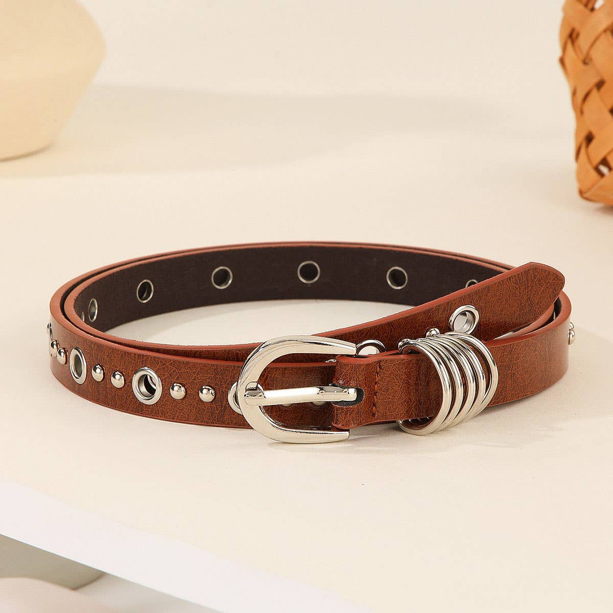 Silver Grommet Punk Belt for Skirts Jeans Outfits_CWABE1231
